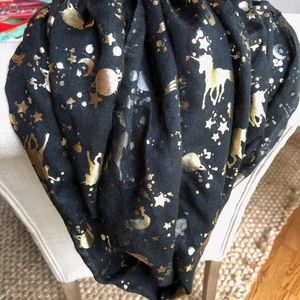 Justice black and gold unicorn infinity scarf